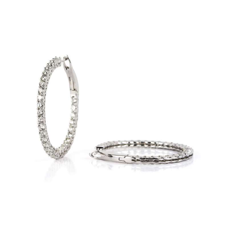 18k White Gold Diamond Hoop Earrings 3.55ct | Rich Diamonds